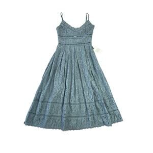 NWT Nordstrom NSL Cornflower Blue Lace Sleeveless A-Line Midi Dress SZ Medium